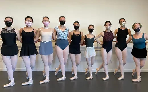 a group of women in a line