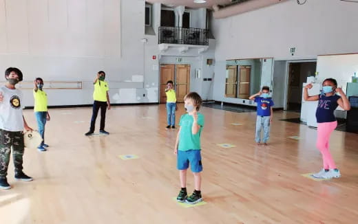 a group of children in a room