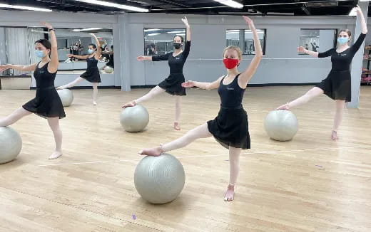 a group of women exercising