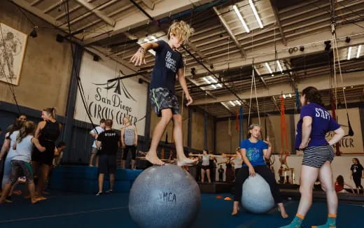 a group of people exercising