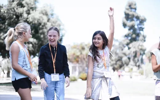 a group of people running