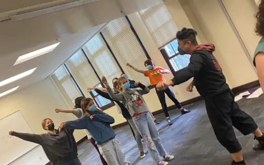 a group of people dancing