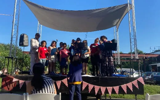 a group of people on a stage