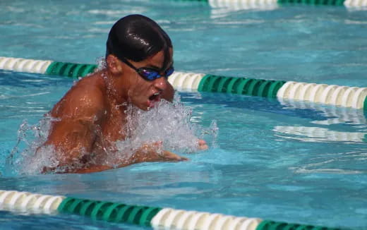 a person in a pool