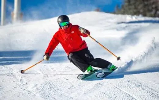 a person skiing down a slope