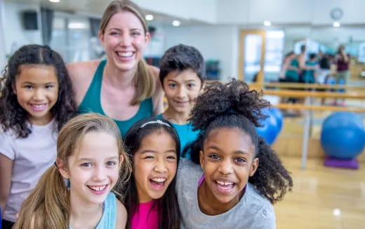 a group of children smiling