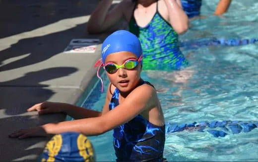 a child in a pool