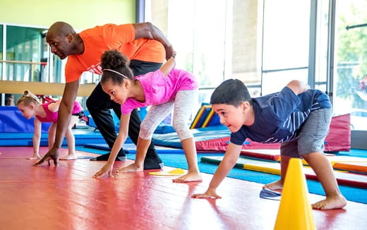 a group of people exercising