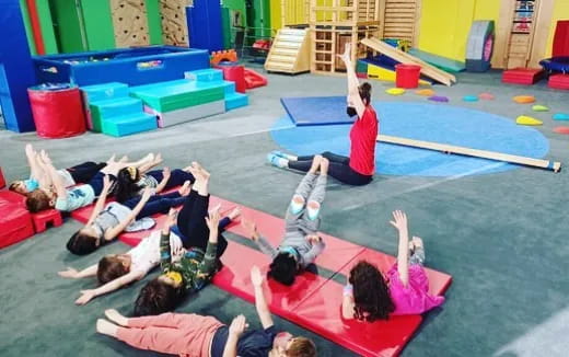 a group of people exercising