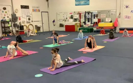 a group of people exercising