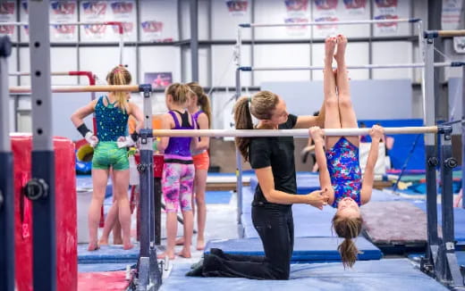 a group of women in a gym