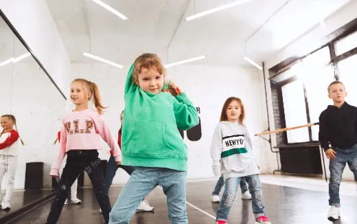 a group of children dancing