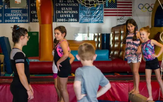 a group of children in a gym