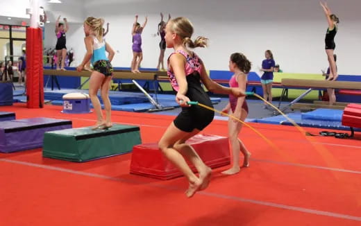 a group of women in a gym
