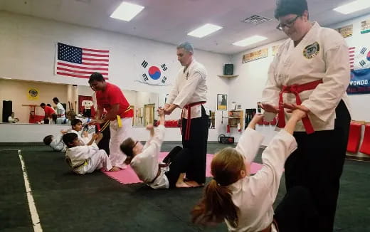 a group of people in a room