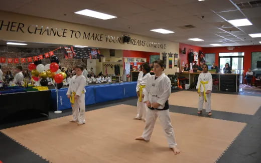 a group of people in a room