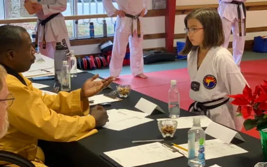 a group of people in a room