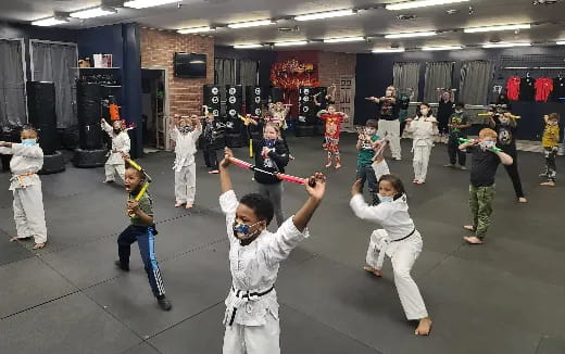 a group of people in a room