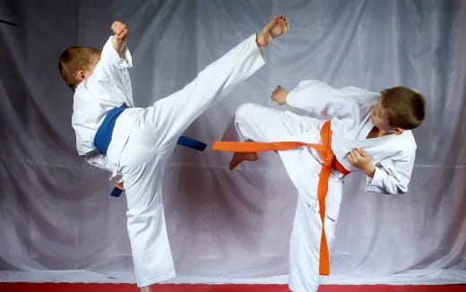 a group of kids practicing karate