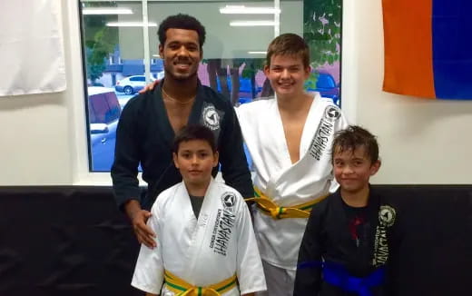 a group of people posing for the camera