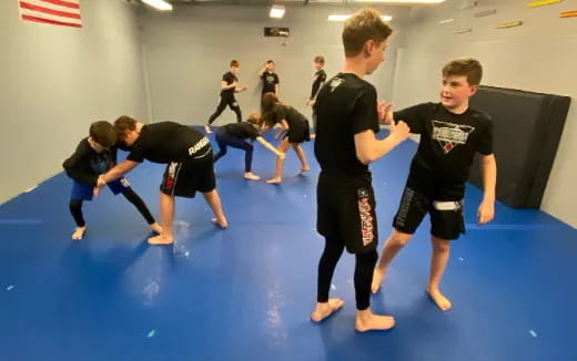 a group of people in a room