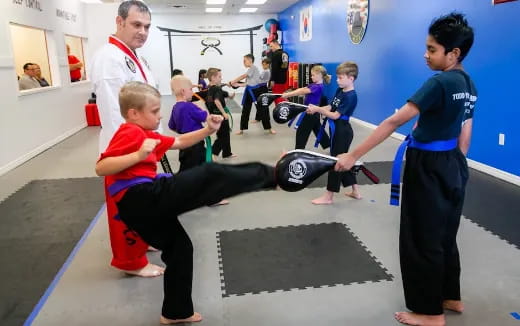 a group of people in a room