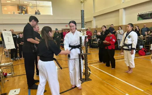 a group of people in a room