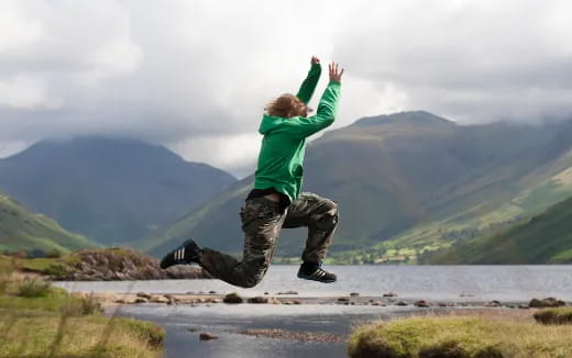 a person jumping in the air