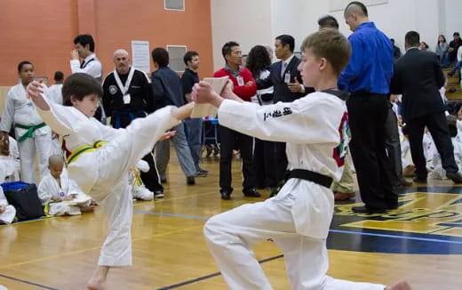 a group of people in a gymnasium