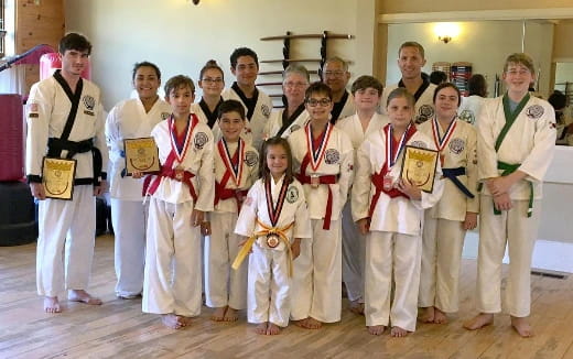 a group of people posing for a photo