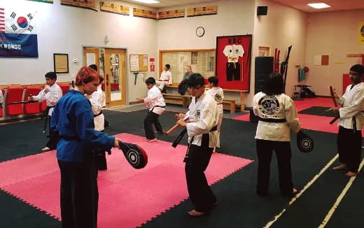 a group of people in a room