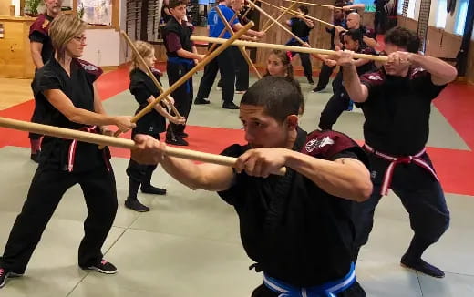 a group of people in a room