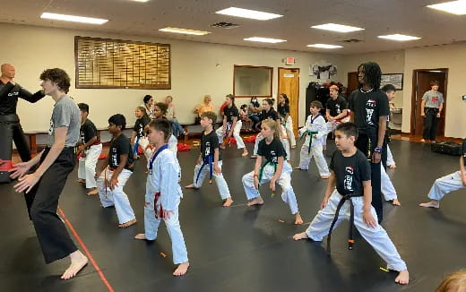 a group of people in a room