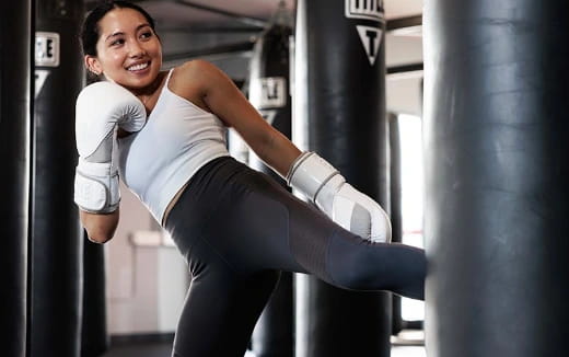 a woman in workout clothes