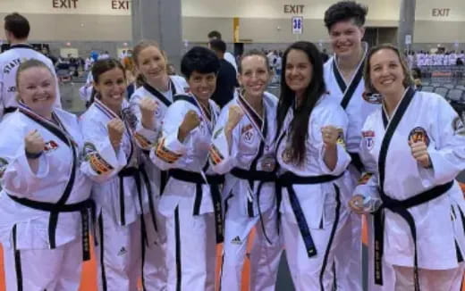 a group of people wearing karate uniforms