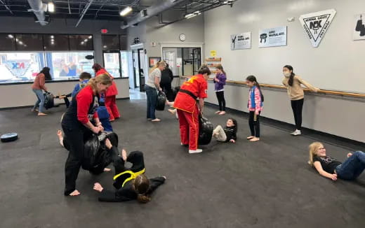 a group of people in a room