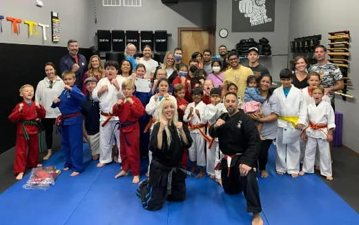 a group of people posing for a photo