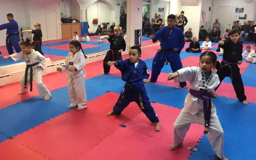 children in karate uniforms