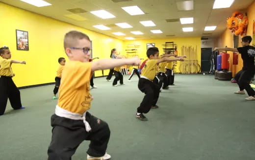 a group of kids in a room