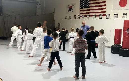 a group of people in a room