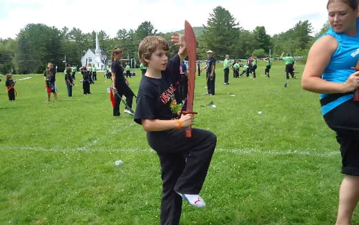 a group of people on a field