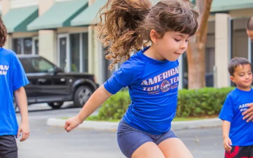 a group of children running