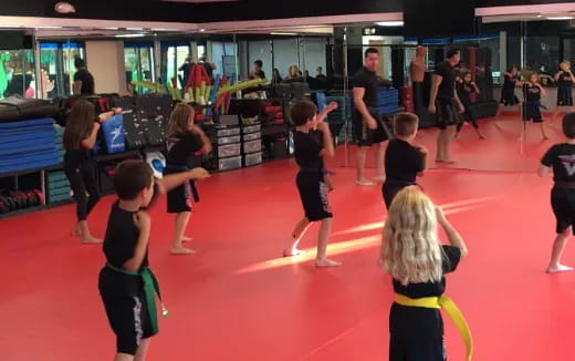 a group of children in a gym