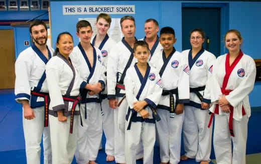 a group of people wearing karate uniforms