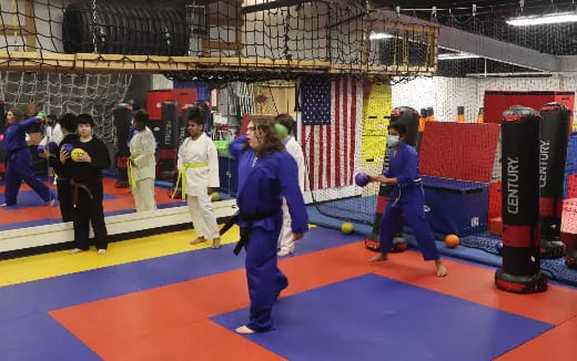 a group of people in a room