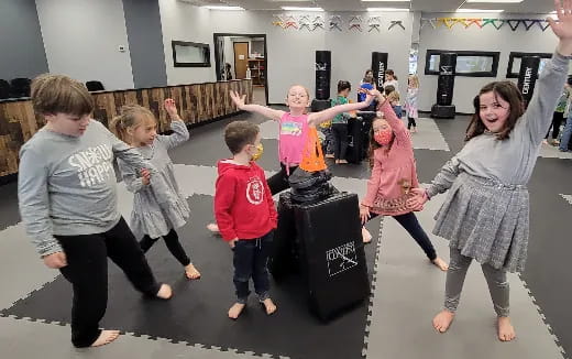 a group of children dancing