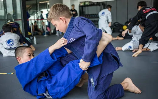a group of people in blue uniforms