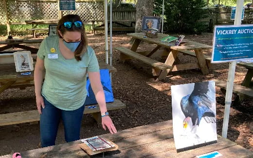 a person painting outside