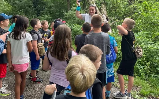 a group of children standing outside