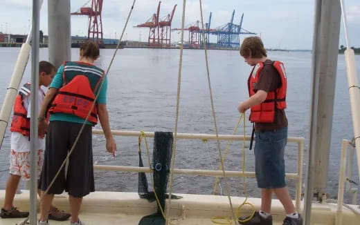 a group of people on a boat